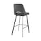 Armen Living Carise Gray Faux Leather and Black Metal Swivel 26" Counter Stool LCCABABLGR26 - alternate 8
